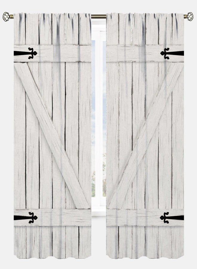 YCness White Barn Door Curtains, Farmhouse Vintage Country Door Window Treatments for Bedroom Kitchen Living Room Home Living Room Drapes, 42x45 Inch - Image 1